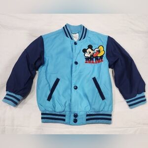 Disney Store Mickey Mouse Varsity Jacket Lightweight Bomber Coat Youth Size 2